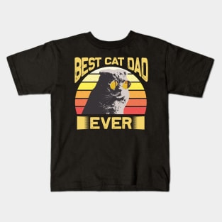 Best Cat Dad Ever Vintage Retro Sunset Kids T-Shirt